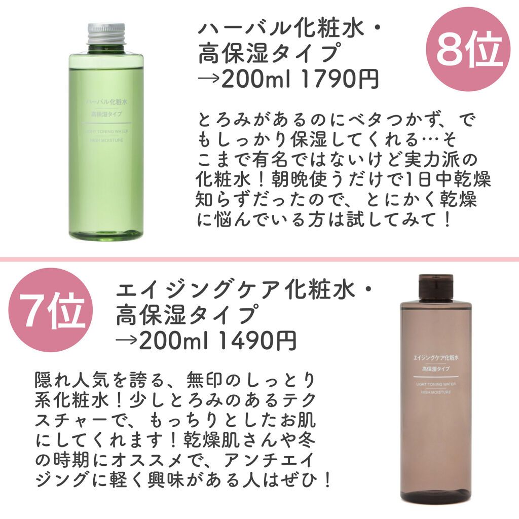 年代・肌質別】エイジングケア化粧水・高保湿タイプ / 無印良品の ... 年代・肌質別】エイジングケア化粧水・高保湿タイプ / 無印良品の ...