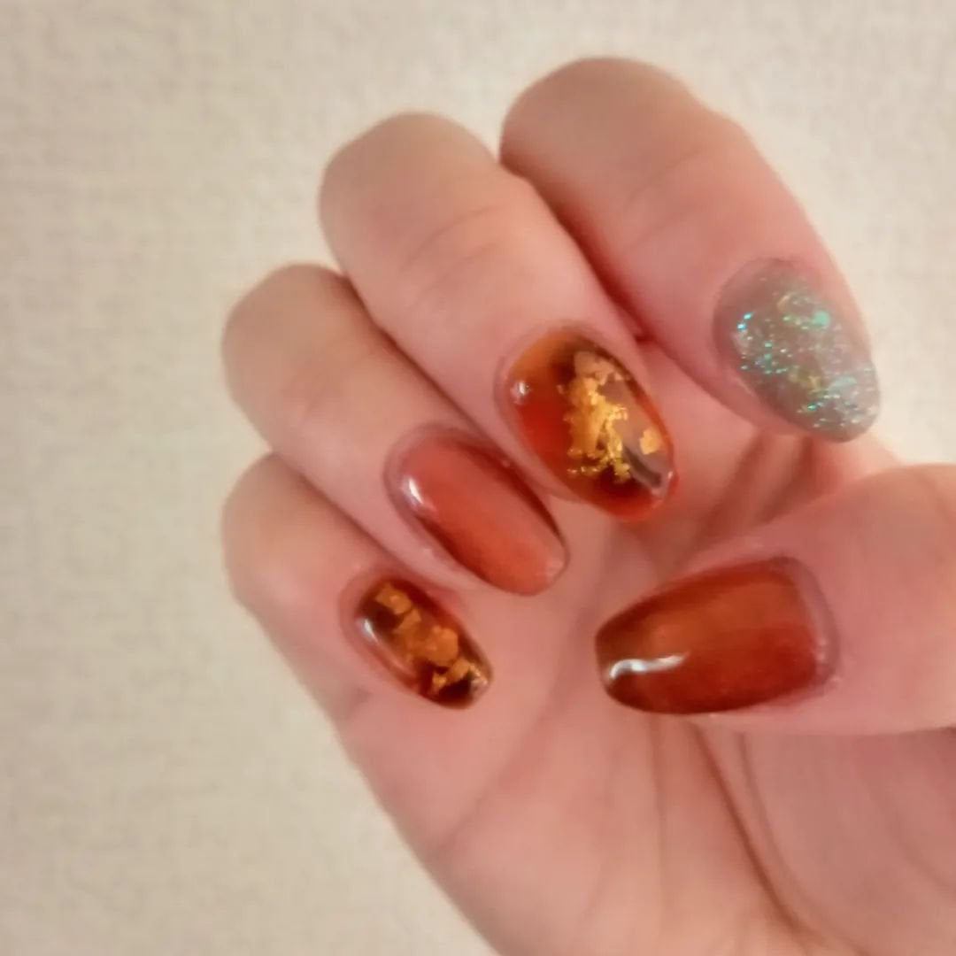 まっつん on LIPS 「Newネイル💅秋がようやくやってきたので大好き❤な鼈甲ネイル🤗..」(2枚目)