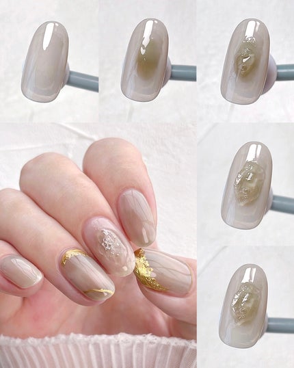 aiainail_@セルフネイル on LIPS 「バブル入り🫧ニュアンス天然石ネイル♡こんばんは〜!ネイル工..」(5枚目)