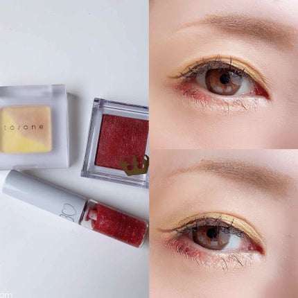 トーン ペタル アイシャドウ 03:ゴールドイエロー/to/one/アイシャドウパレットを使ったクチコミ(2枚目)