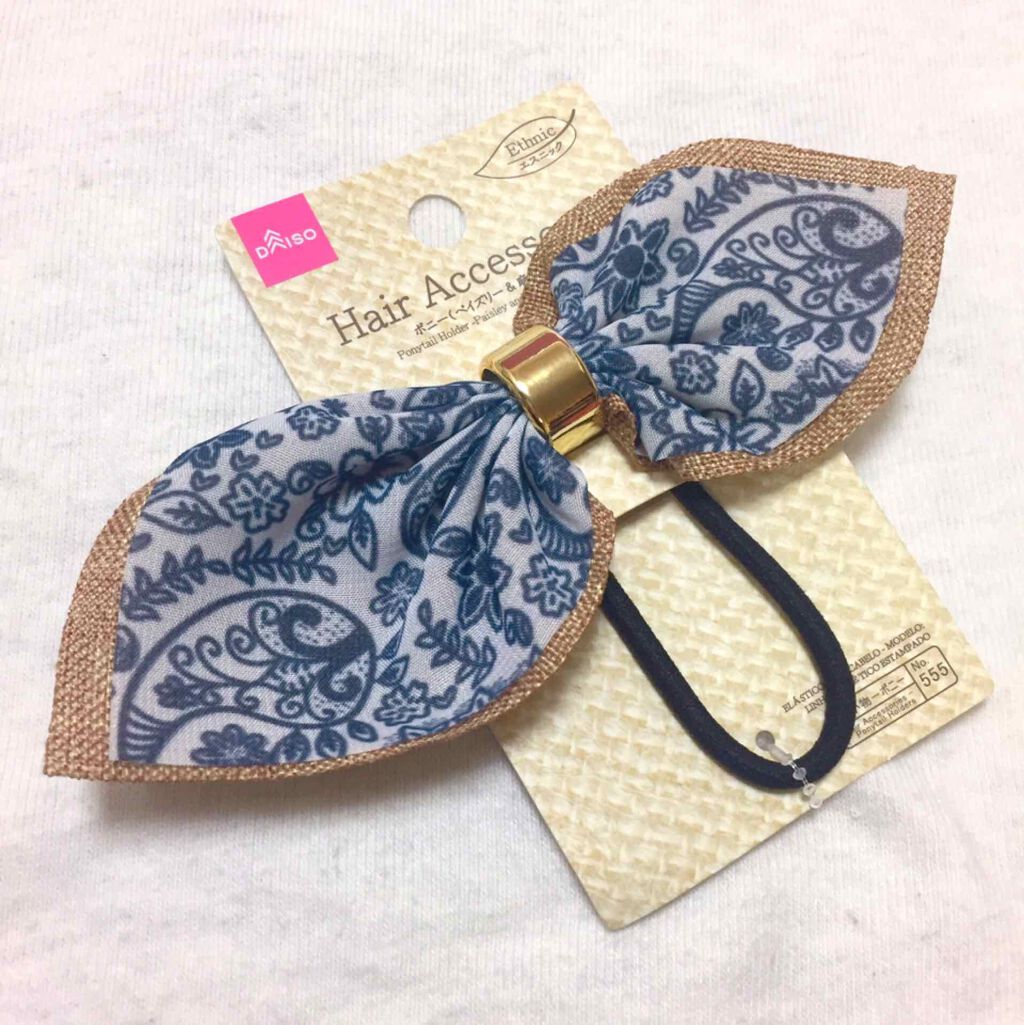 こすめのーと on LIPS 「リボンのヘアゴム💕✨ペイズリー柄と麻風の素材が可愛くて、春夏に..」(1枚目)