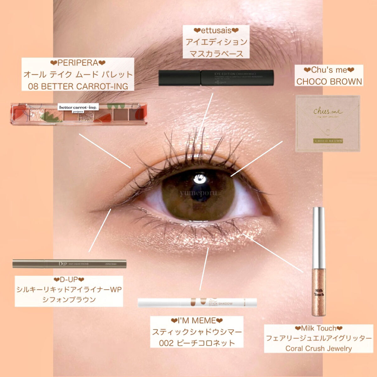 フェアリージュエルアイグリッター Coral Crush Jewelry/Milk Touch/グリッターを使ったクチコミ（2枚目）