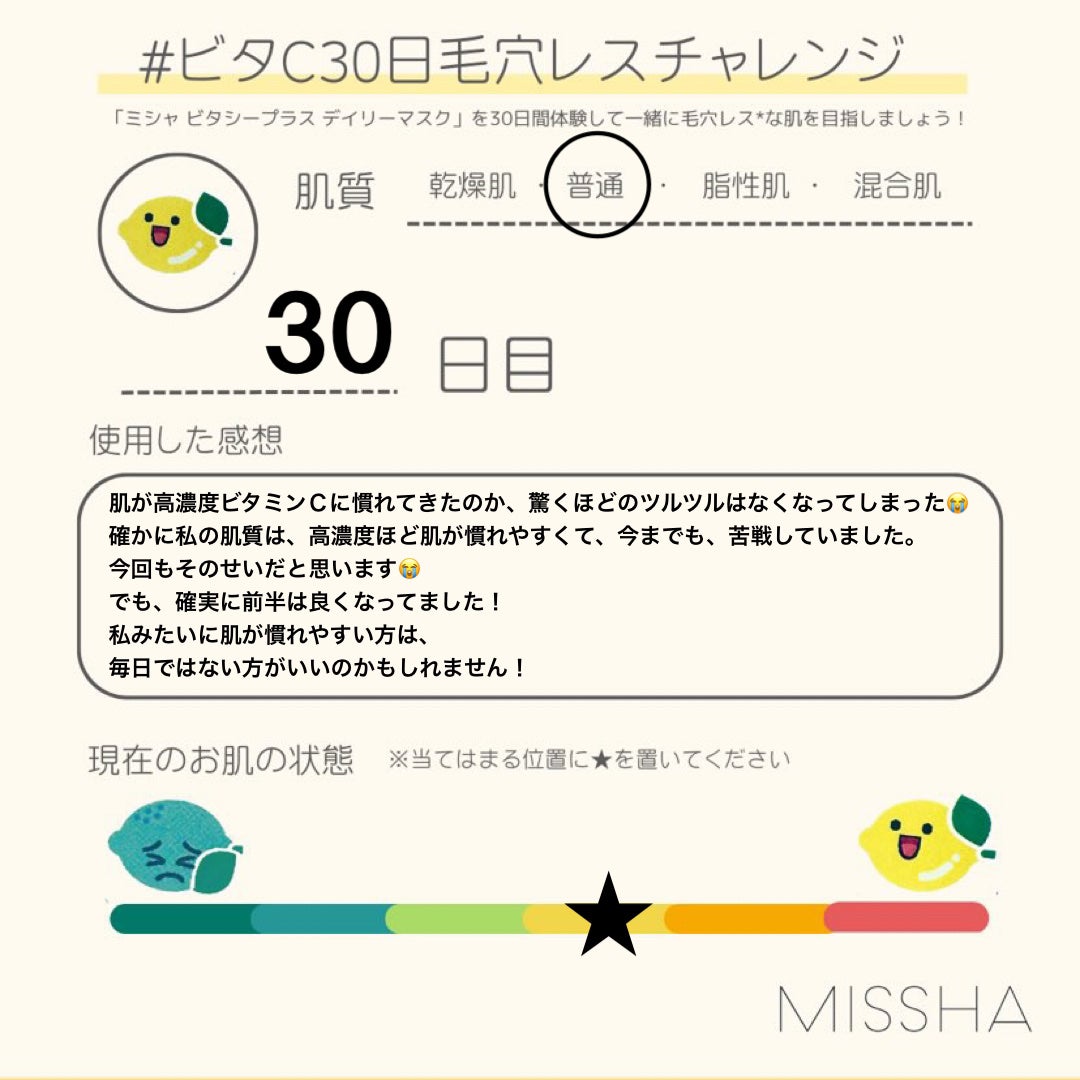 ミシャ ビタシープラス デイリーマスク【日本処方】/MISSHA/シートマスク・パックを使ったクチコミ(6枚目)