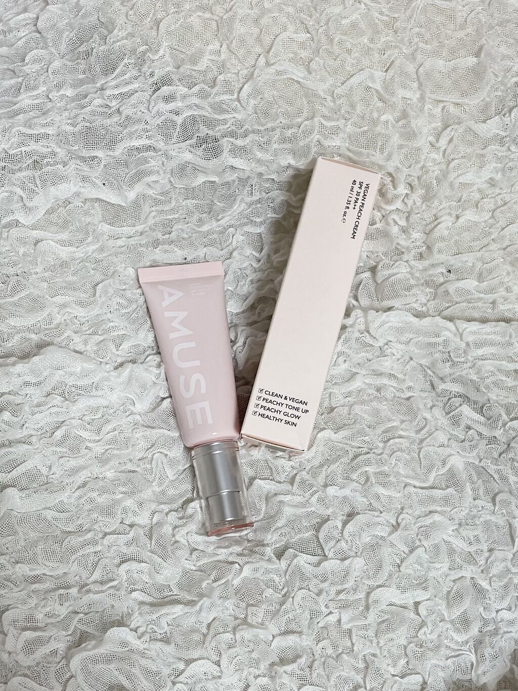 ヴィーガンピーチクリーム/AMUSE/化粧下地を使ったクチコミ（1枚目）