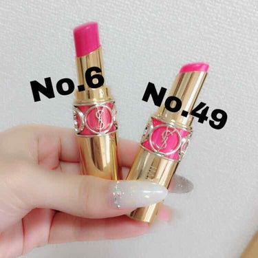 YSL ルージュ ボリュプテ シャイン
「左No.6 右No.49」

大人気YSLのベストセラーにも選ばれているリップです💄

☆No.6☆
少し紫がかったら落ち着いたピンク✨
ほんのりキラキラで1年