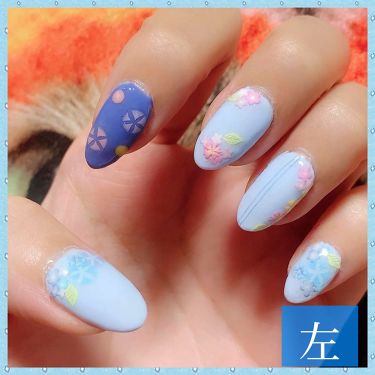 ネイルシール セリアを使った口コミ 100均で 紫陽花 朝顔 6月ネイル 先 By おたぬ 混合肌 Lips
