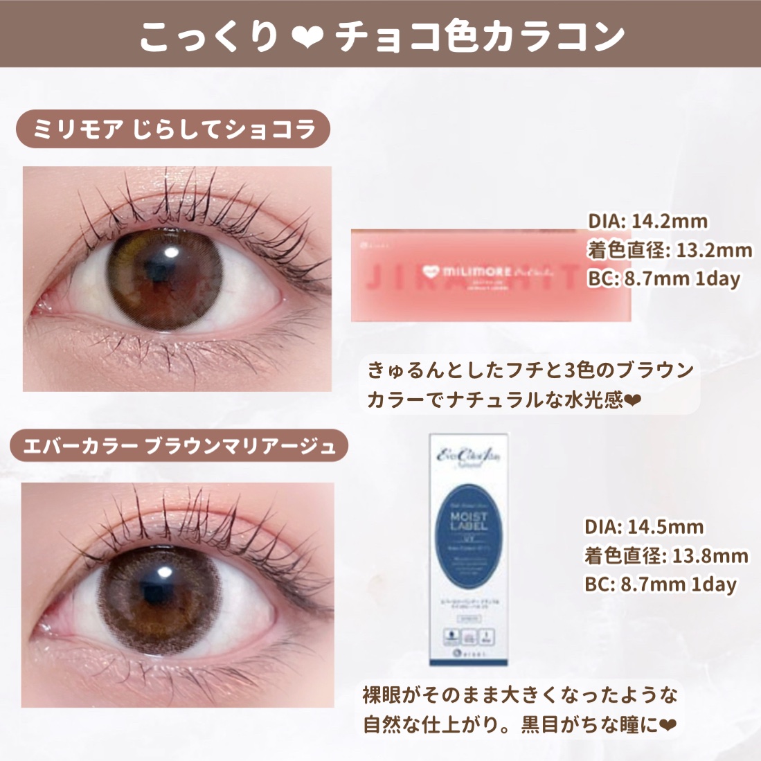 メランジェ シュエット ワンデー ショコラコフレ/melange+chouette/ワンデー（１DAY）カラコンを使ったクチコミ（2枚目）