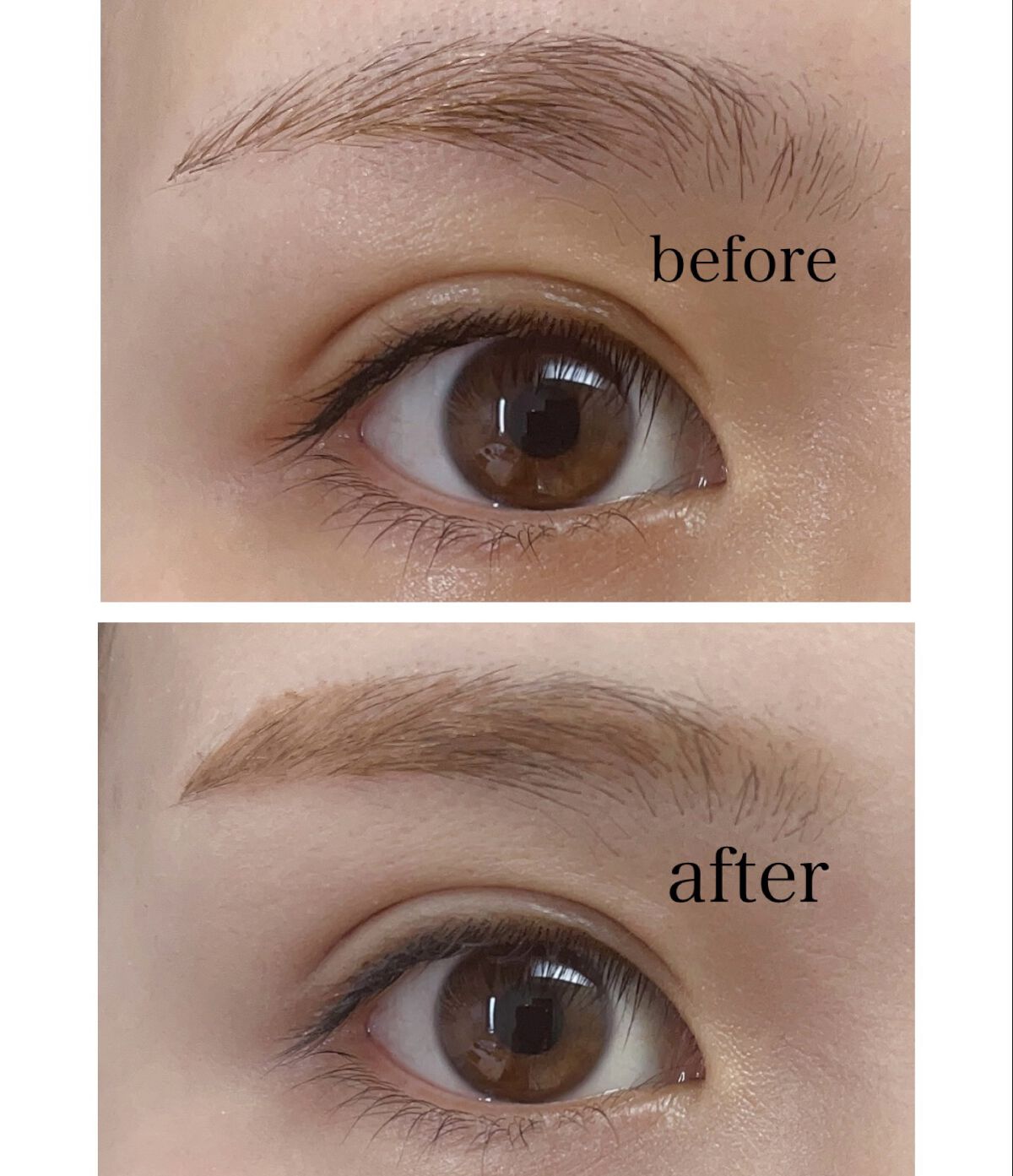 WHOMEE 平行眉ブラシ　熊野筆のクチコミ「✨簡単にふんわり平行眉👏✨

WHO MEEの
平行眉ブラシ買ってみた〜💓

私の眉毛の描き方.....」（3枚目）