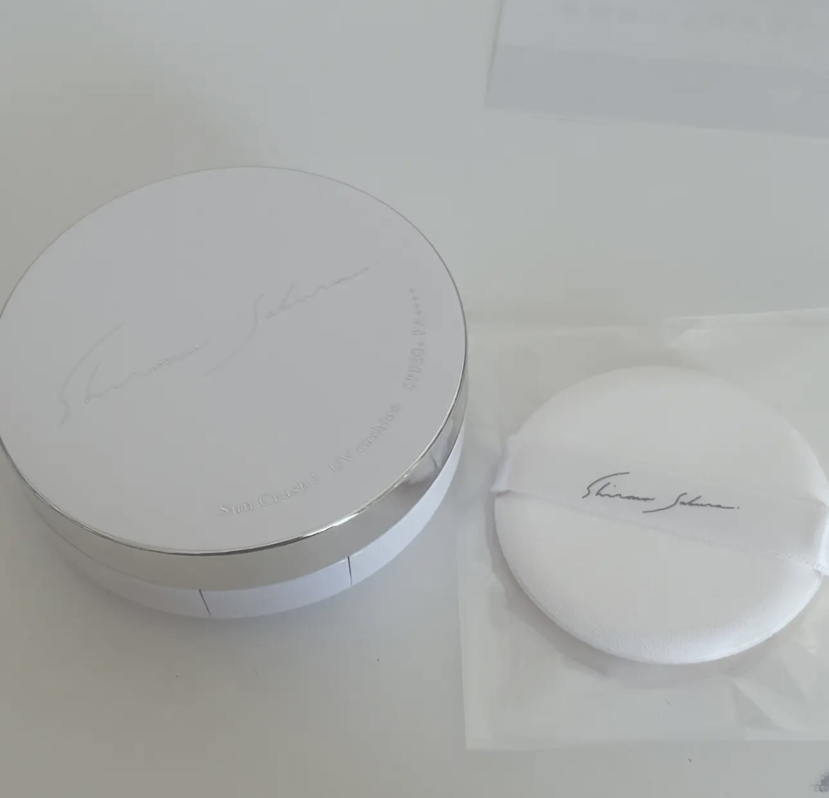 sun crush! UV cushion〜水葵〜シロノサクラ…美容UVジェル〈日焼け止め〉/Shiro no Sakura./日焼け止めジェルを使ったクチコミ（1枚目）