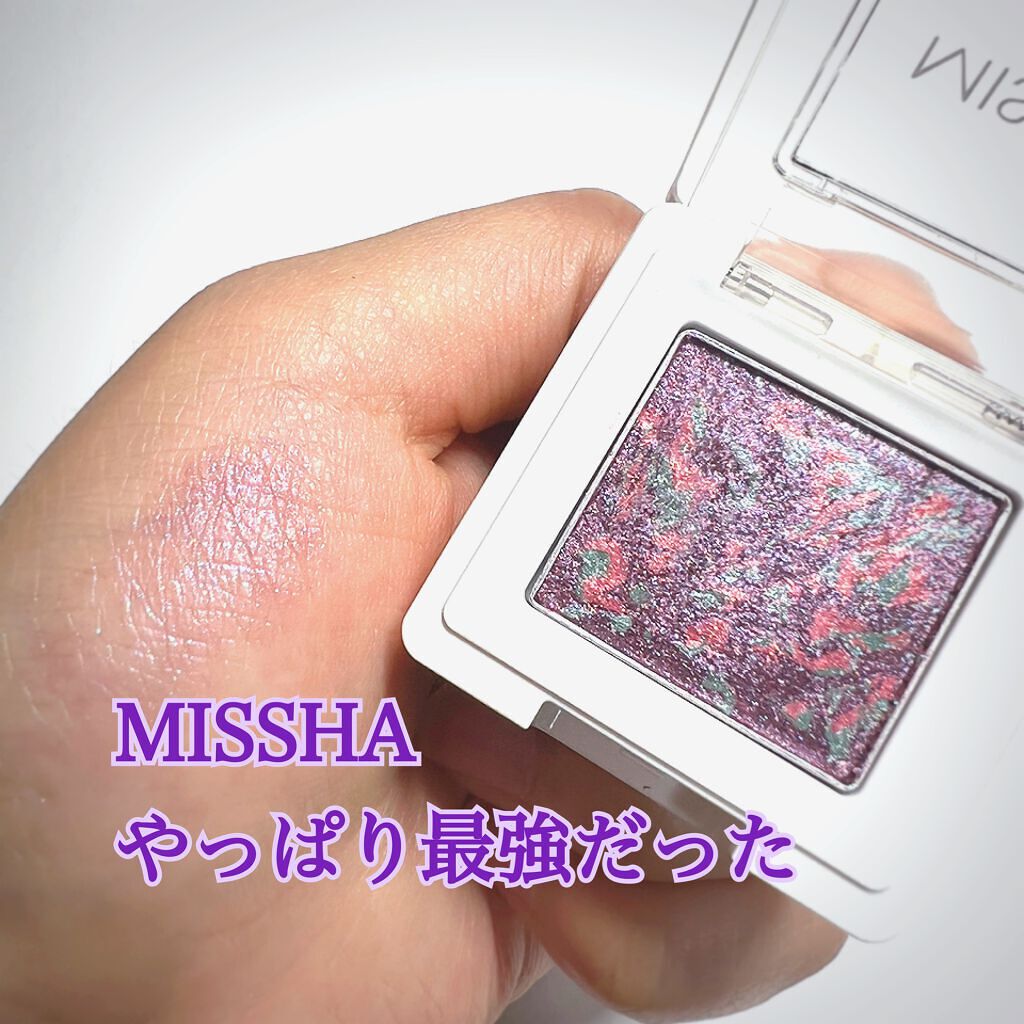 MISSHA
グリッタープリズム シャドウ マーブル GVL03

見ての通り宝石箱みたいにキラキラしたラメがたくさん入ってる💓
プチプラなのにデパコス急のきらめき🤩

瞼にしっかりと色が乗るから単色だけでもメイクができちゃう！
大人メ