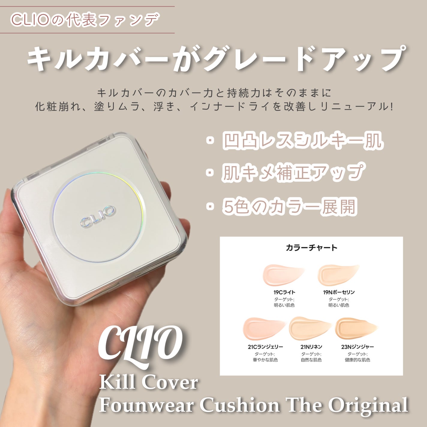 キル カバー ファンウェア クッション ザ オリジナル/CLIO/クッションファンデーションを使ったクチコミ(4枚目)
