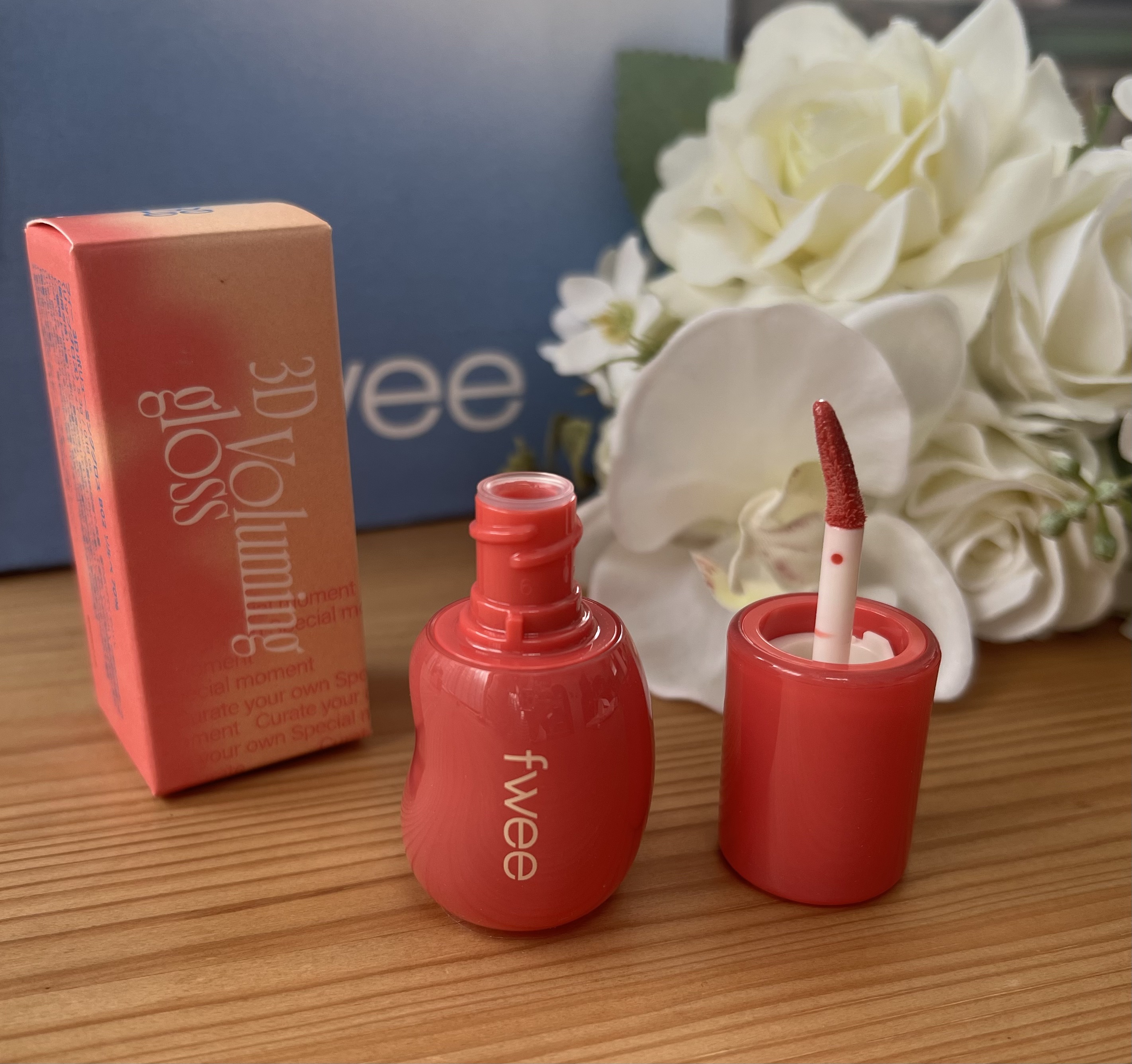 フィー 3Dボリューミンググロス B02 ソルベ 70%/fwee/リップグロスを使ったクチコミ（3枚目）