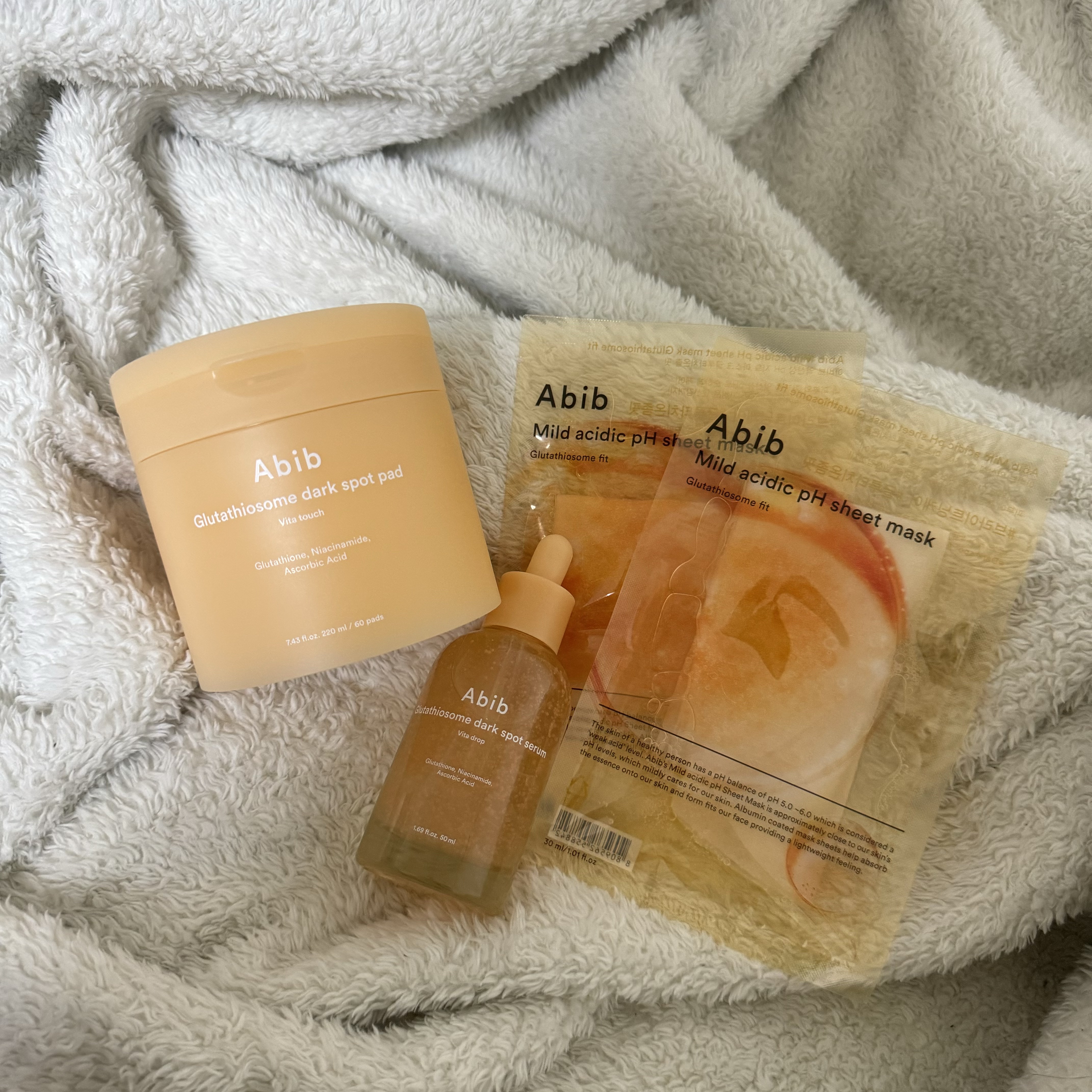 Abib  グルタチオンソームダークスポットパッドビタタッチのクチコミ「Abibグルタチオンソームダークスポットセラムビタドロップ

【商品の特徴】有効成分な純度98.....」（1枚目）