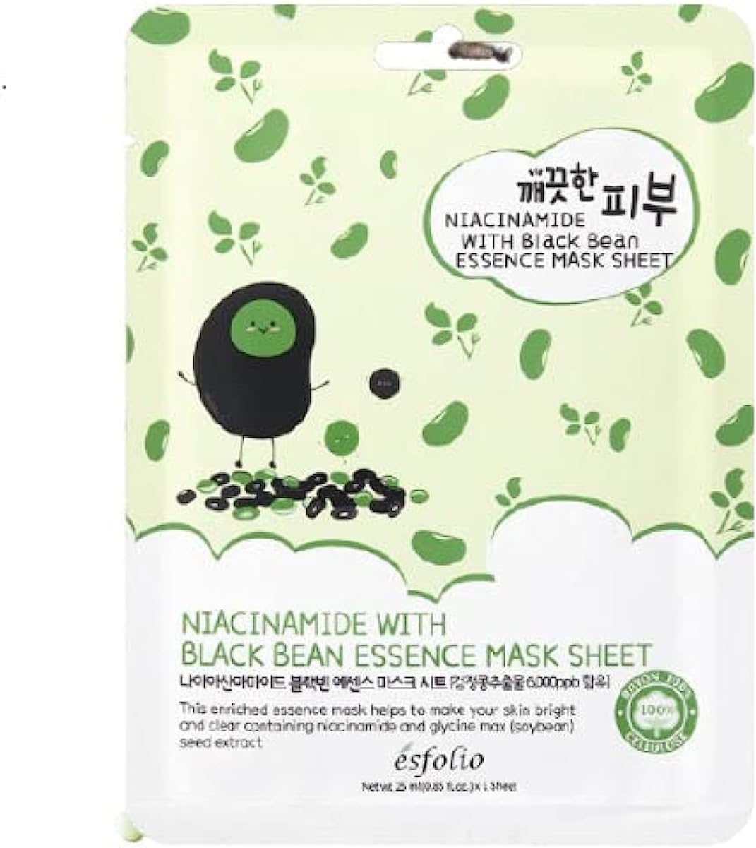 NIACINAMIDE WITH Black Bean ESSENCE MASK SHEET ESFOLIO