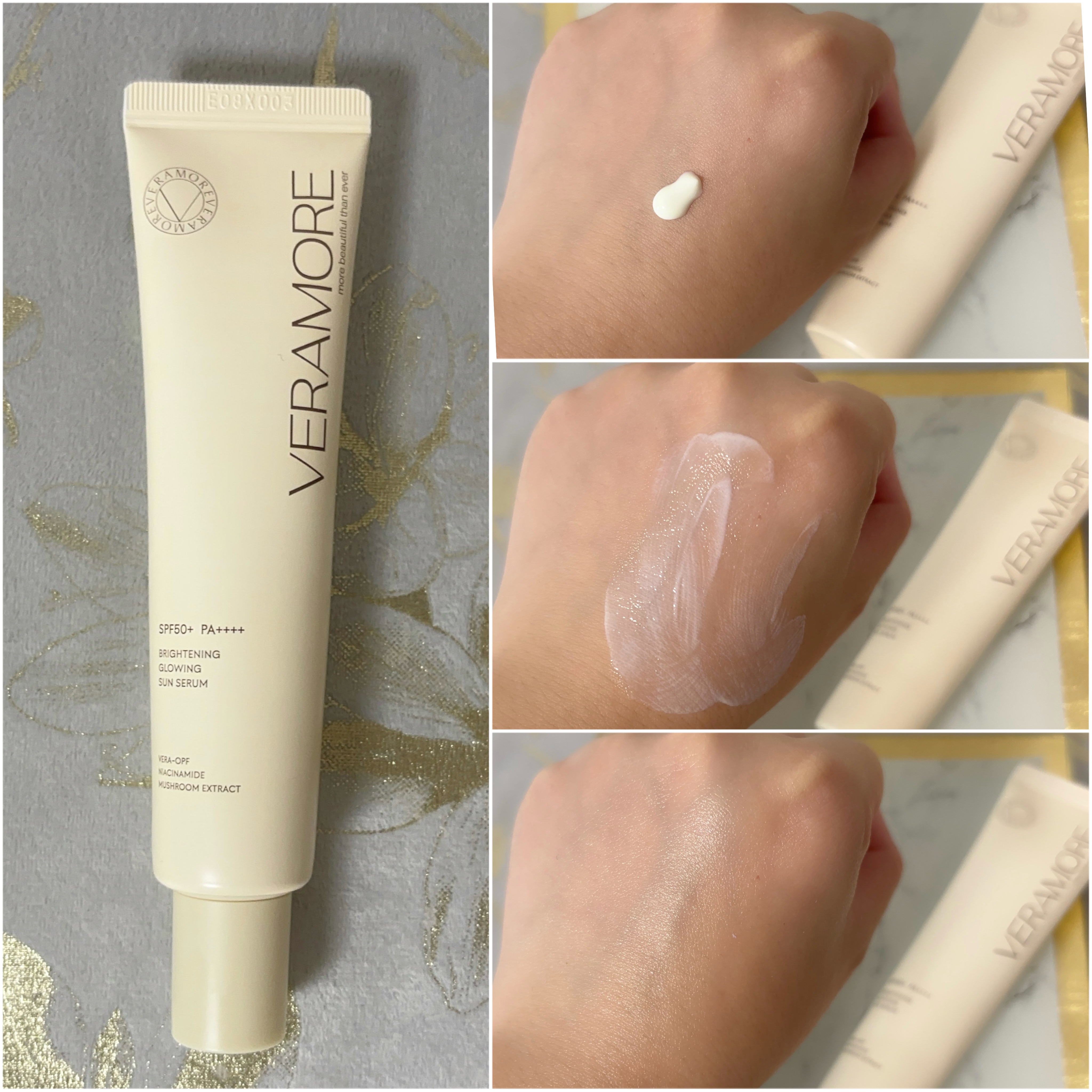 VERAMORE BRIGHTENING GLOWING SUN SERUM/VERAMORE/日焼け止めローションを使ったクチコミ（2枚目）