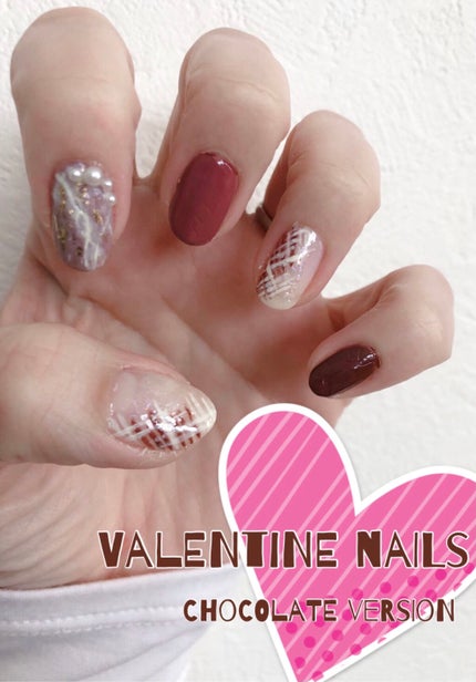 #ネイル,#バレンタインネイル,#チョコレートネイル,#geneネイルのネイルデザイン