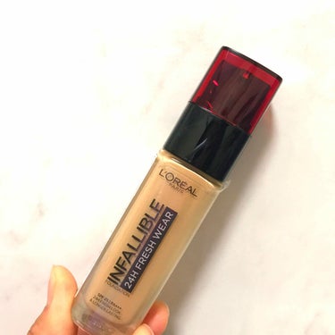 L'Oreal Paris 
インファリブルフレッシュウェアファンデーション

最初に肌にのばした時とても伸びが良くて
ナチュラルな仕上がりだけど程よくカバー力も
あって良かったです。
夕方の崩れ具合は