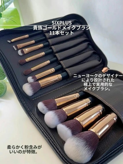 貴族のゴールド メイクブラシ11本セット 化粧ポーチ付き/SIXPLUS/メイクブラシを使ったクチコミ(2枚目)