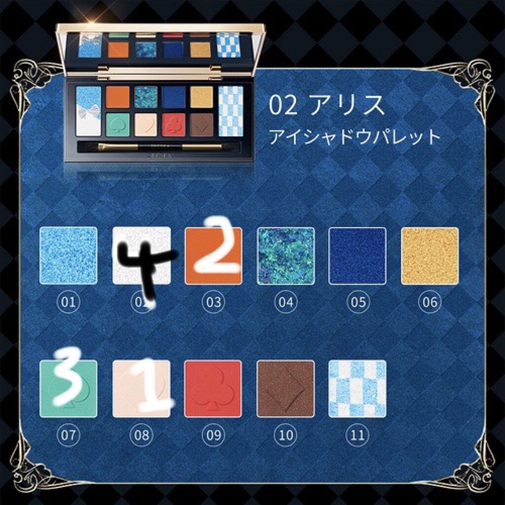 アリスドリームランドシリーズ 12色アイシャドウパレット（ZEESEA×大英博物館） 02 アリス/ZEESEA/アイシャドウパレットを使ったクチコミ（3枚目）