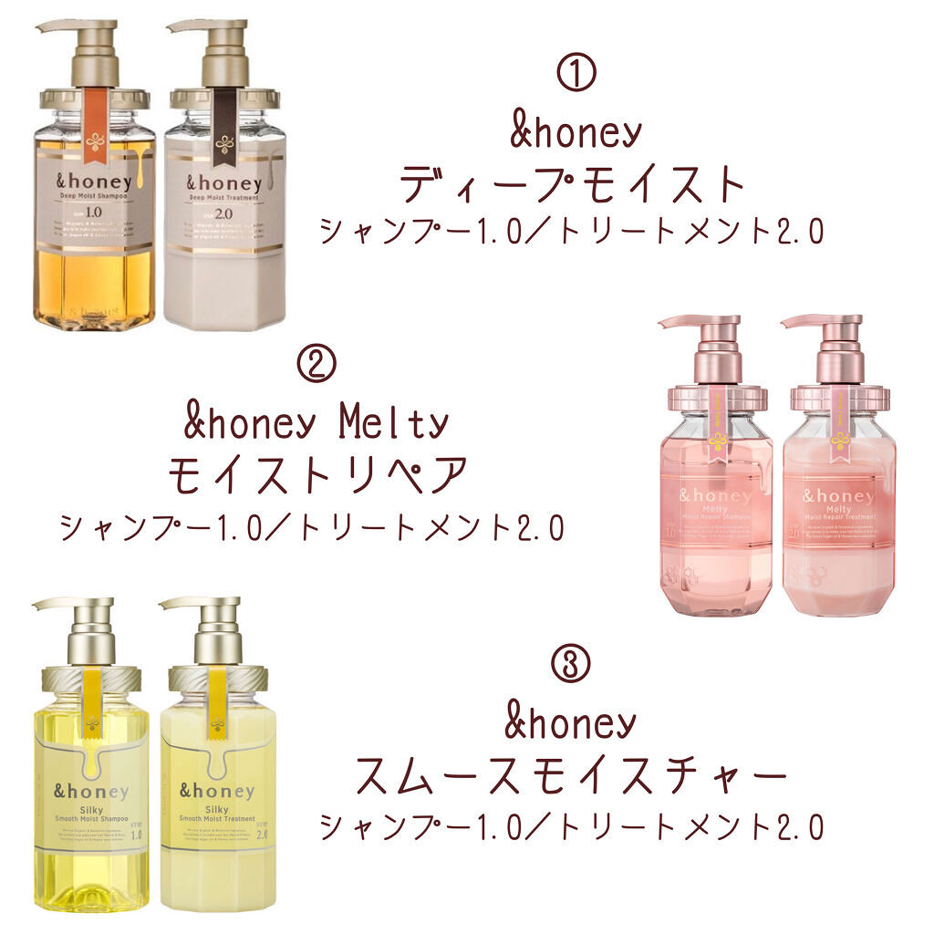 ディープモイスト シャンプー1.0／ヘアトリートメント2.0/&honey/市販シャンプーを使ったクチコミ（2枚目）