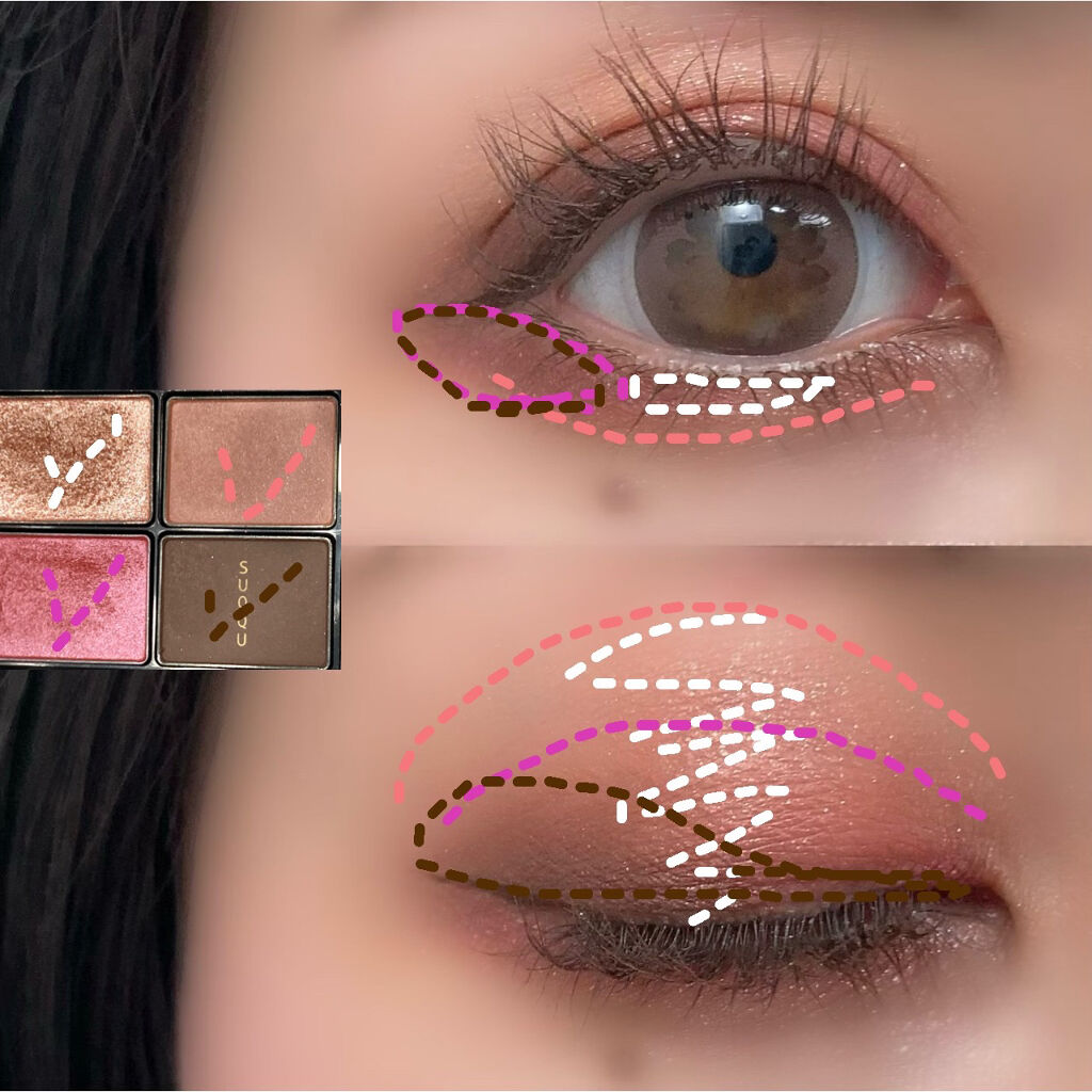 デザイニング カラー アイズ 136 恋編 -Koiami [EC限定発売]/SUQQU/アイシャドウパレットを使ったクチコミ（3枚目）