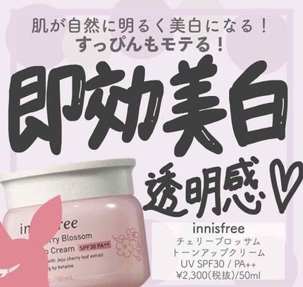 チェジュ チェリーブロッサム トーンアップクリーム/innisfree/化粧下地を使ったクチコミ(1枚目)