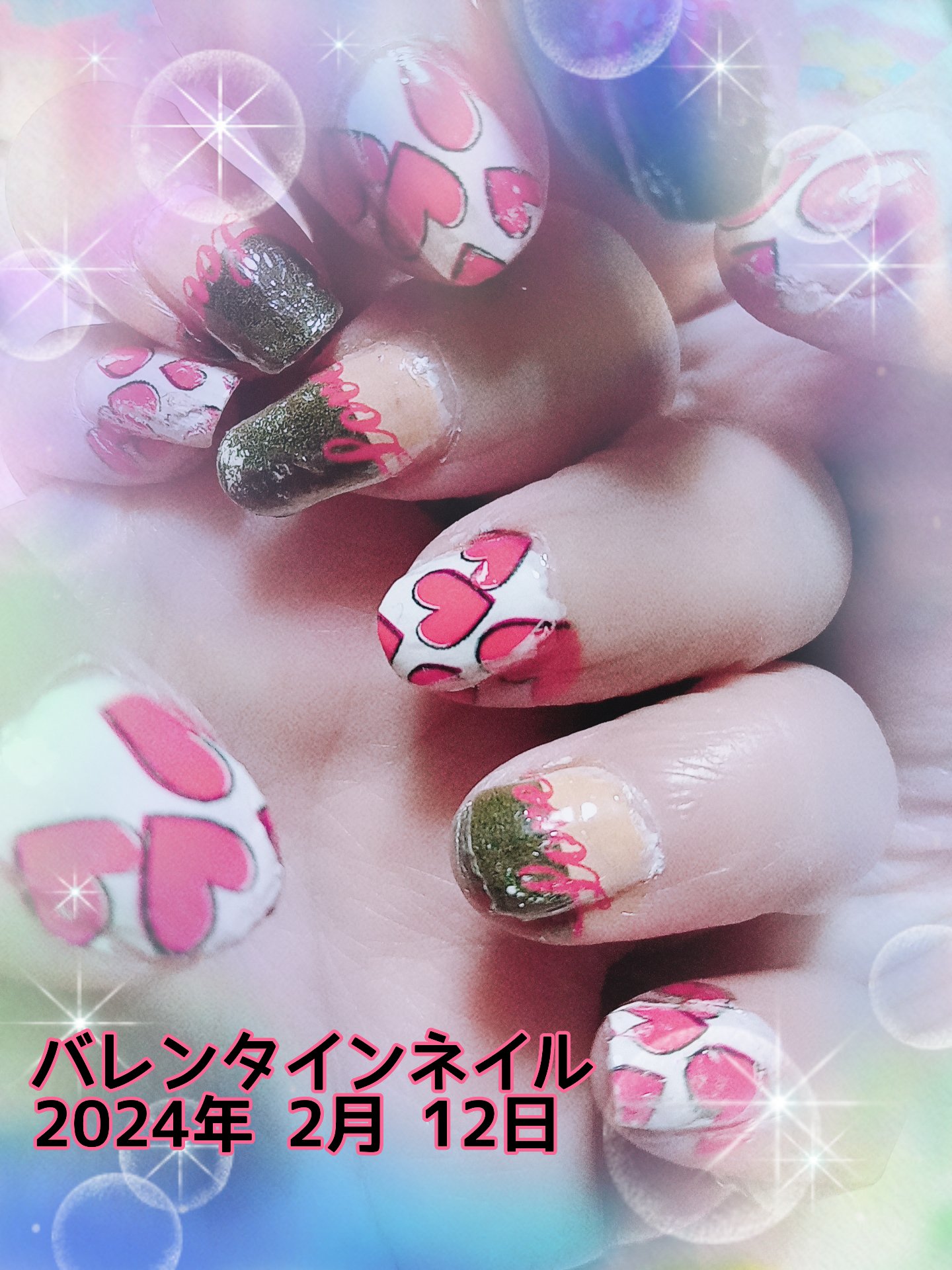 #セルフネイル,#バレンタインネイルのネイルデザイン