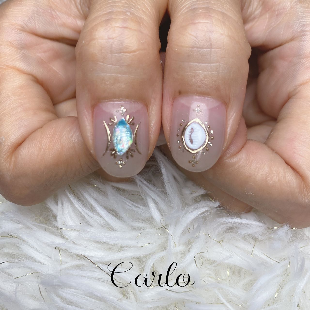 #ニュアンスネイル,#ビジューネイル,#フレンチネイル,#シェルネイルのネイルデザイン