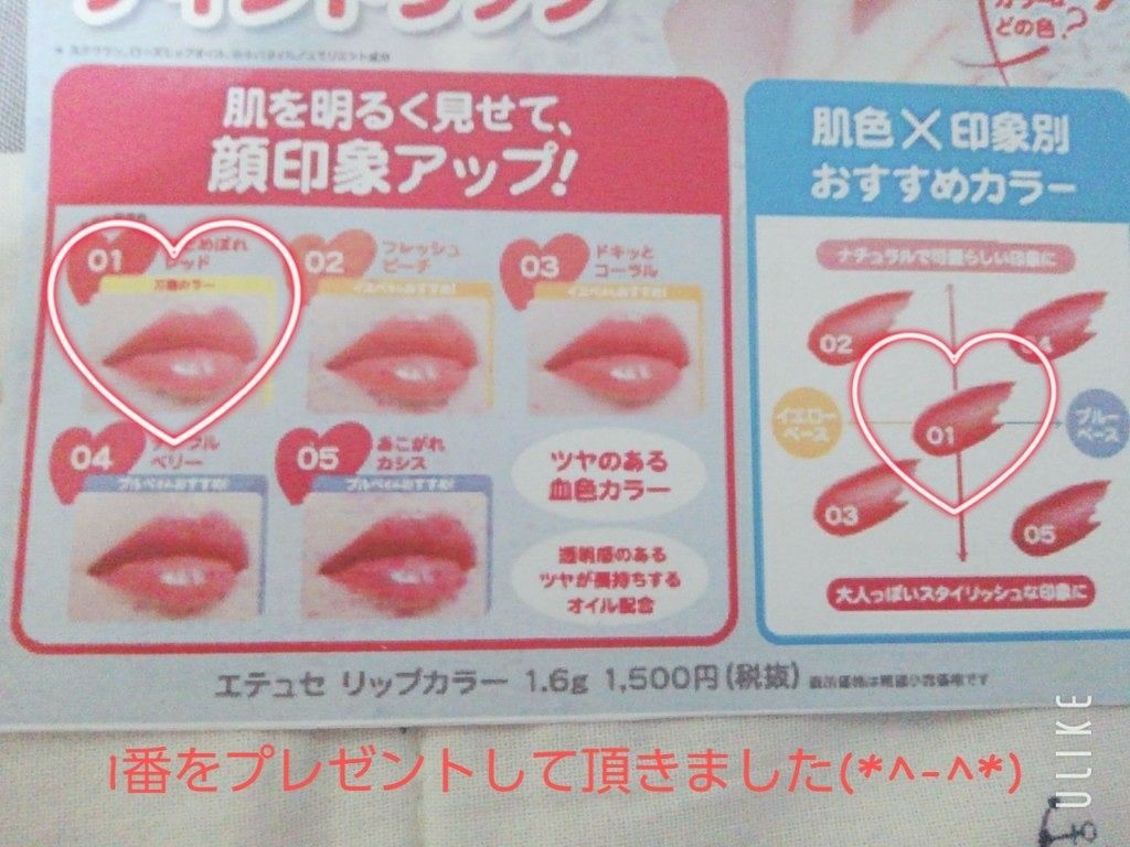 リップカラー/ettusais/口紅を使ったクチコミ（2枚目）