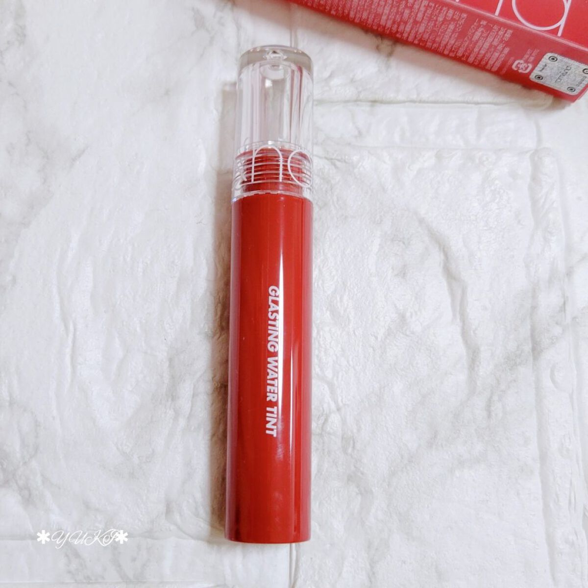 グラスティングウォーターティント 08 ローズ ストリーム/rom&nd/リップティントを使ったクチコミ（2枚目）