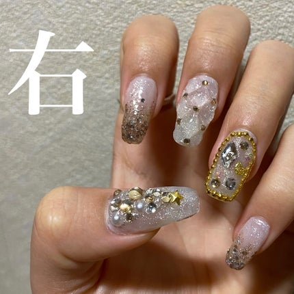 ⭐️ぺろ⭐️『フォロバ100%』 on LIPS 「100均とSHEINのみで出来る冬ネイルを紹介します❄️🌨️金..」(5枚目)