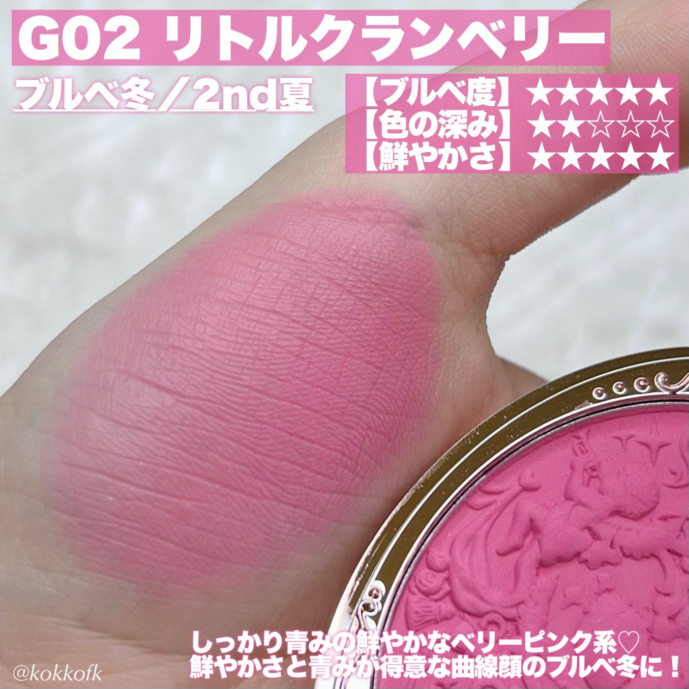 ストロベリーロココ チークブラッシュ/FlowerKnows/パウダーチークを使ったクチコミ(4枚目)