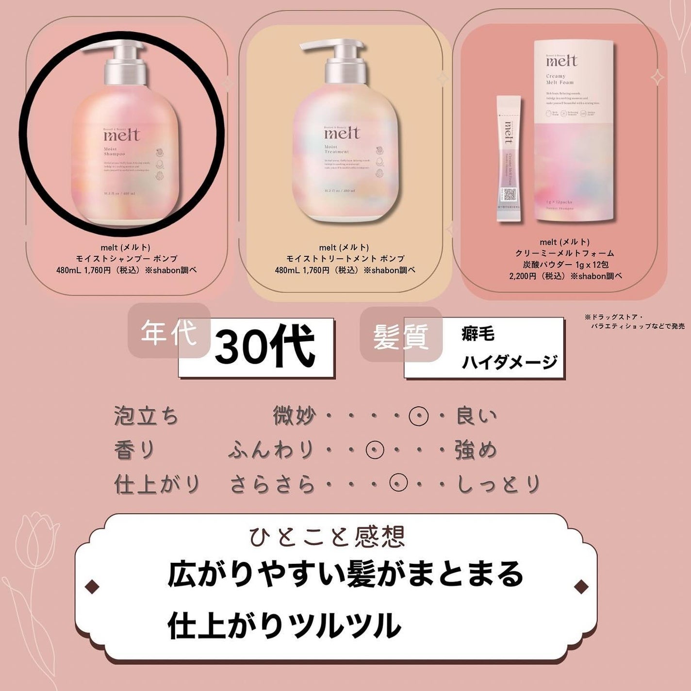 メルト モイストシャンプー/トリートメント/melt/市販シャンプーを使ったクチコミ(3枚目)