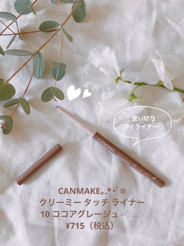 CANMAKE🩶🫖｡.*･ﾟ✽
クリーミー タッチ ライナー 
10 ココアグレージュ𓅫𓂃𓈒𓏸
¥715（税込）

使い切りコスメ𓂃𓈒𓏸❊


最近色々なアイライナー使ってるけど、
比較的出番の多かった