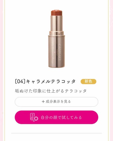 安定のCANMAKE💄💕

秋色リップが欲しくて
04キャラメルテラコッタ を購入しました。
価格の手のだしやすさがいい所ですよね☺️

発色もよく着け心地もよかったです！
ただ落ちやすいかな🤥
やっぱ