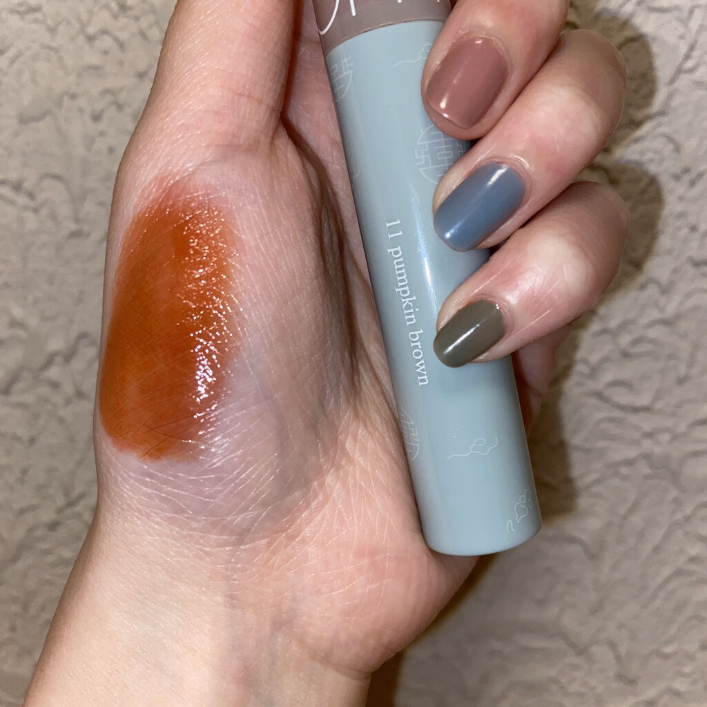 グラスティングウォーターティント 韓服エディション #11 pumpkin brown/rom&nd/リップティントを使ったクチコミ（1枚目）