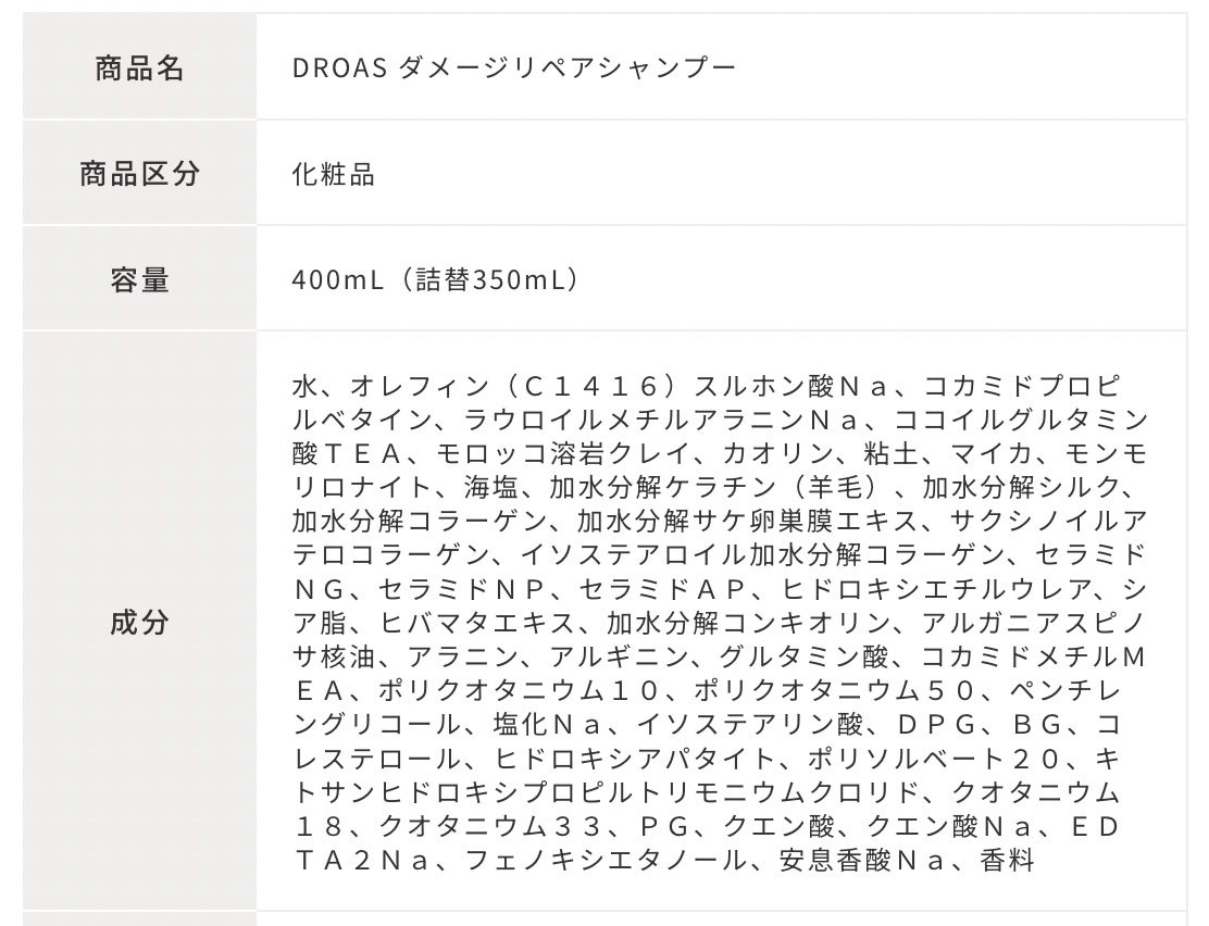 ダメージリペアシャンプー/トリートメント/DROAS/市販シャンプーを使ったクチコミ(2枚目)