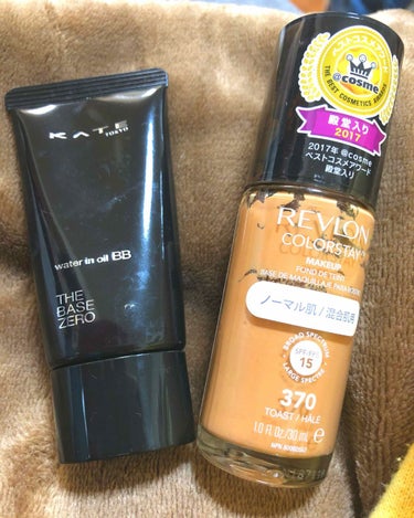  #リピートコスメ 
いろんな下地とか試してみた結果、、、

KATE ウォーターインオイルBB
REVLON カラーステイ メイクアップ 370
を混ぜて使うのが自分の肌にあってました！
これはもう3