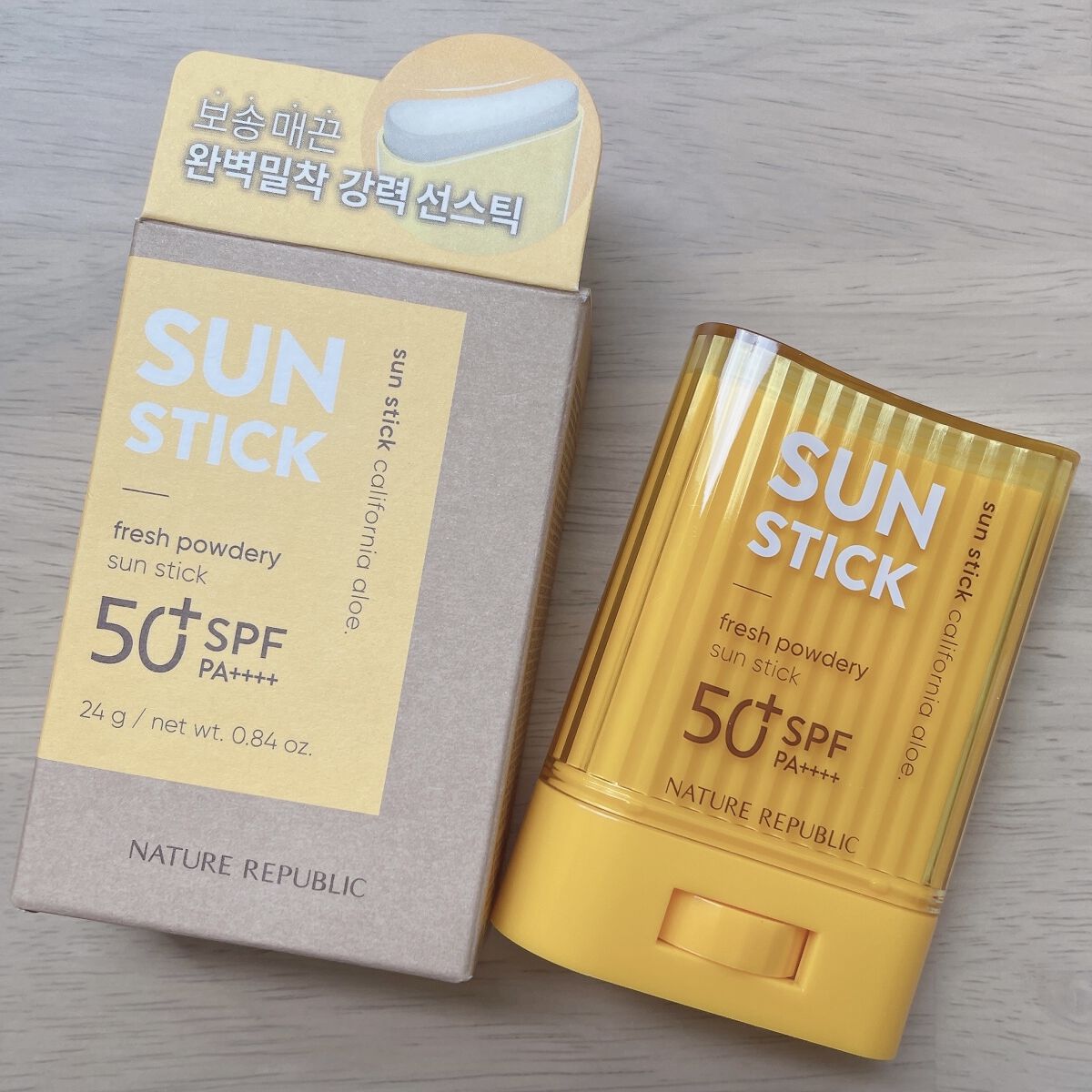 パウダリーUVアロエスティック/ネイチャーリパブリック/日焼け止めスティックを使ったクチコミ（1枚目）