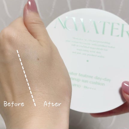 ティーツリーデイデイトーンアップサンクッション/NOWATER/日焼け止めローションを使ったクチコミ(2枚目)