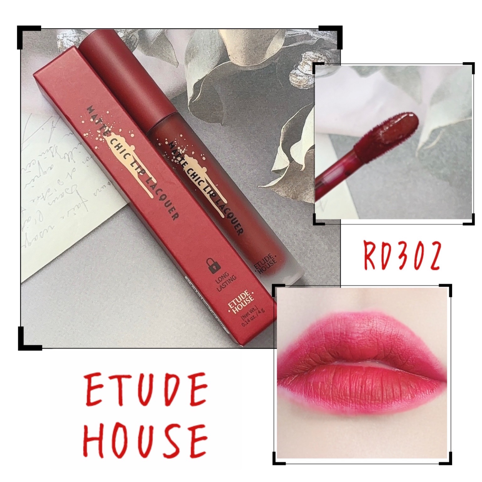 マットシックリップラッカー RD302（生産終了）/ETUDE/口紅を使ったクチコミ（1枚目）