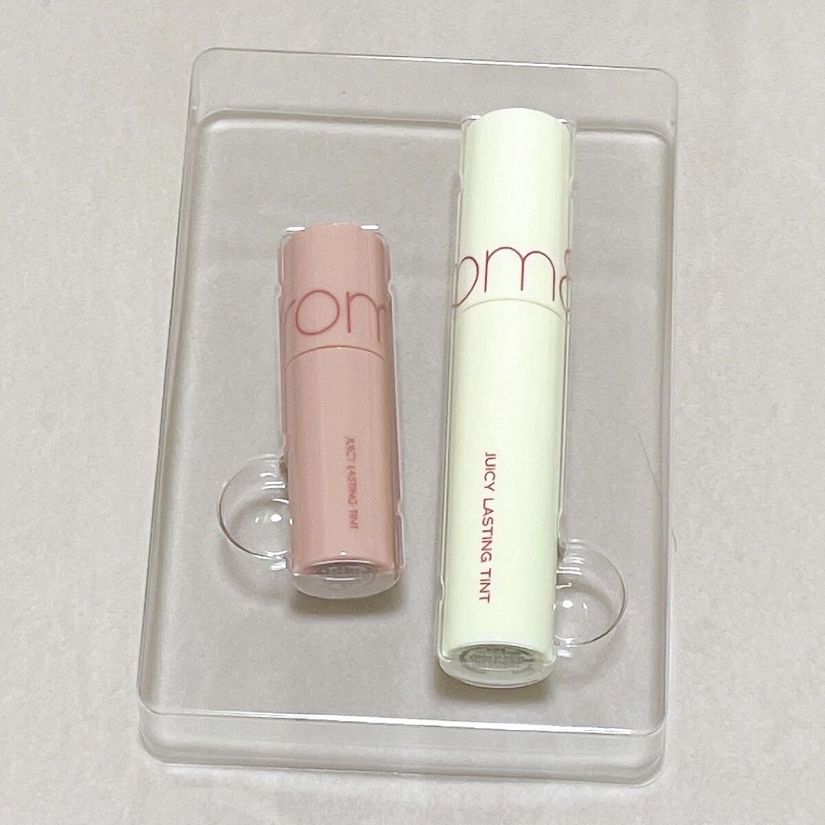 ジューシーラスティングティント ウィズミニセット/rom&nd/リップティントを使ったクチコミ（2枚目）