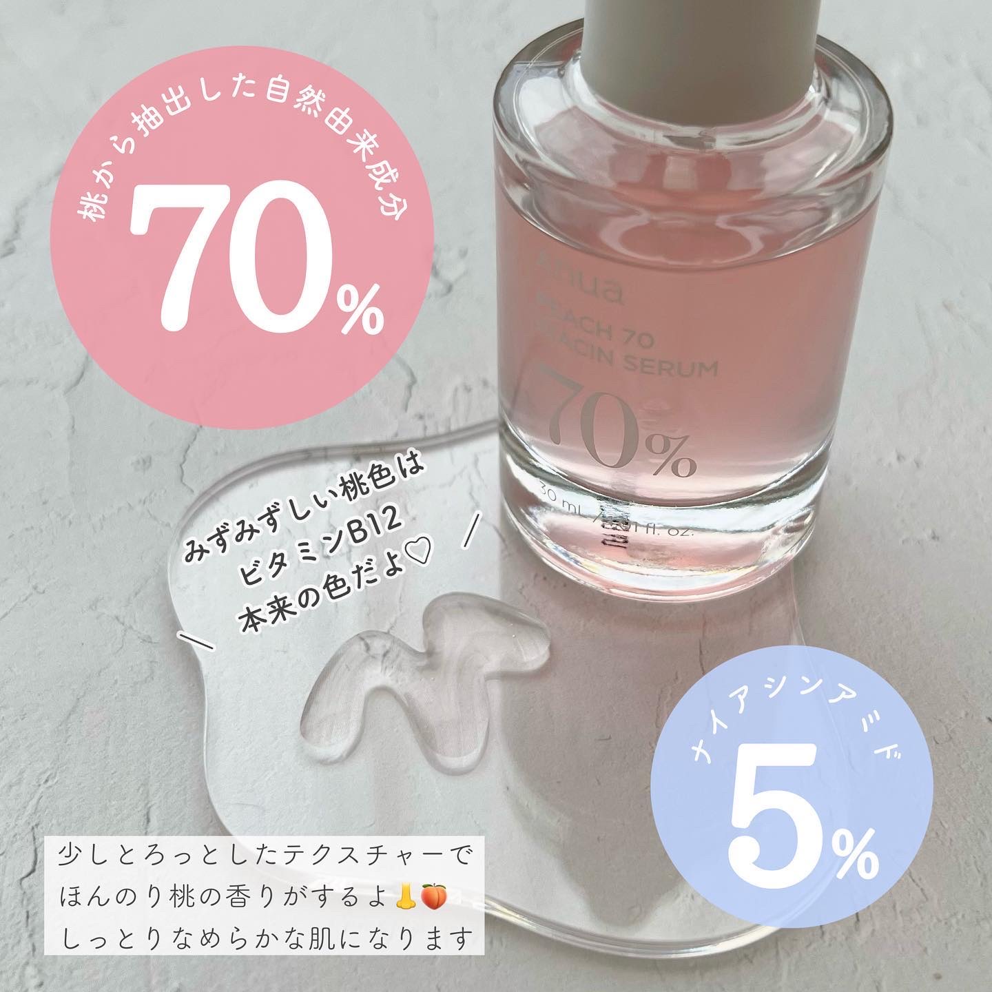 桃70%ナイアシンセラム/Anua/美容液を使ったクチコミ（2枚目）