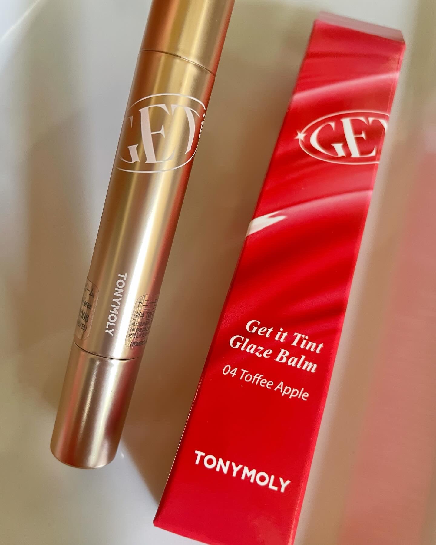ゲットイットティントグレーズバーム 04 トフィーアップル/TONYMOLY/リップティントを使ったクチコミ（2枚目）
