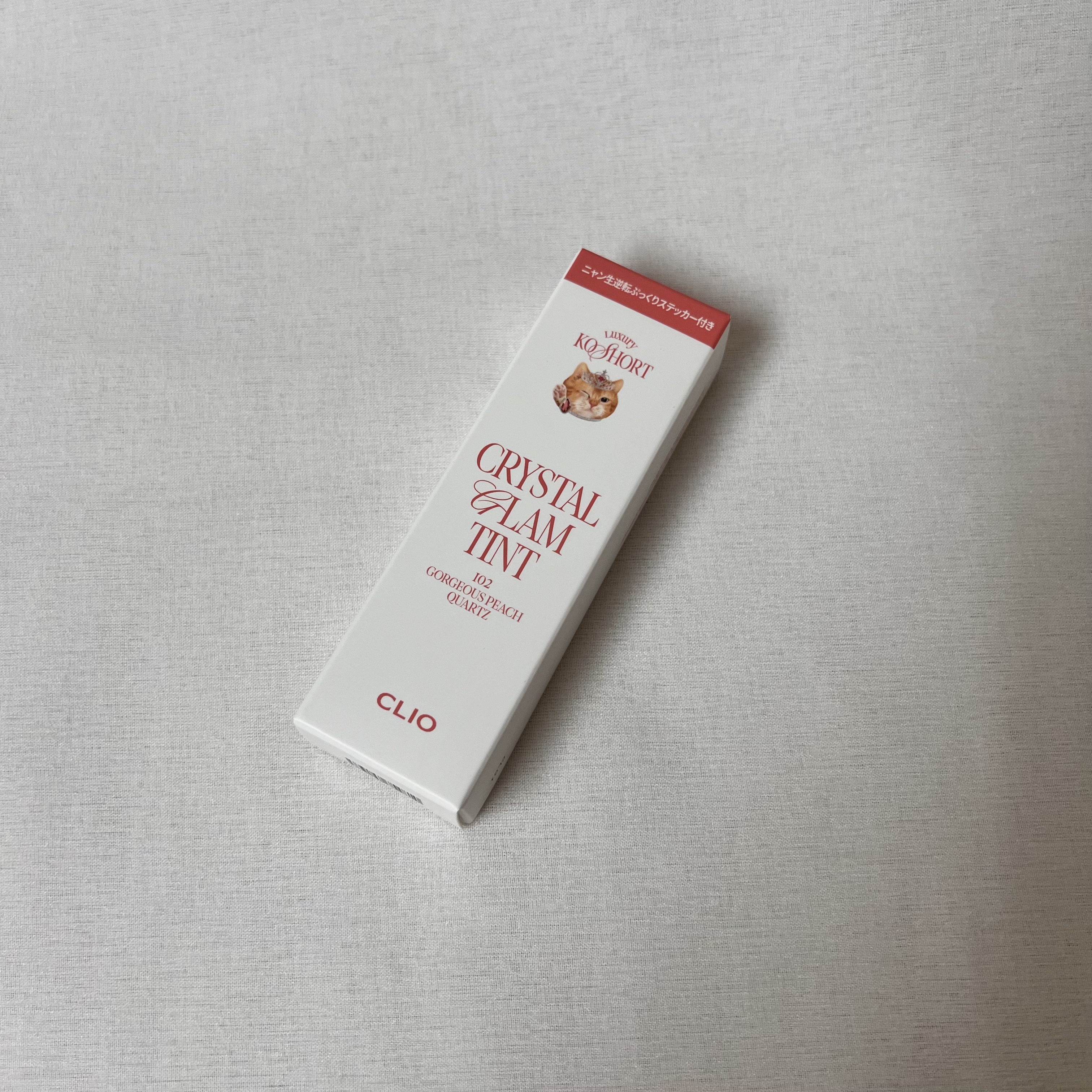クリスタル グラム ティント 102 ゴージャスピーチクォーツ(GORGEOUS PEACH QUARTZ)/CLIO/リップティントを使ったクチコミ（3枚目）