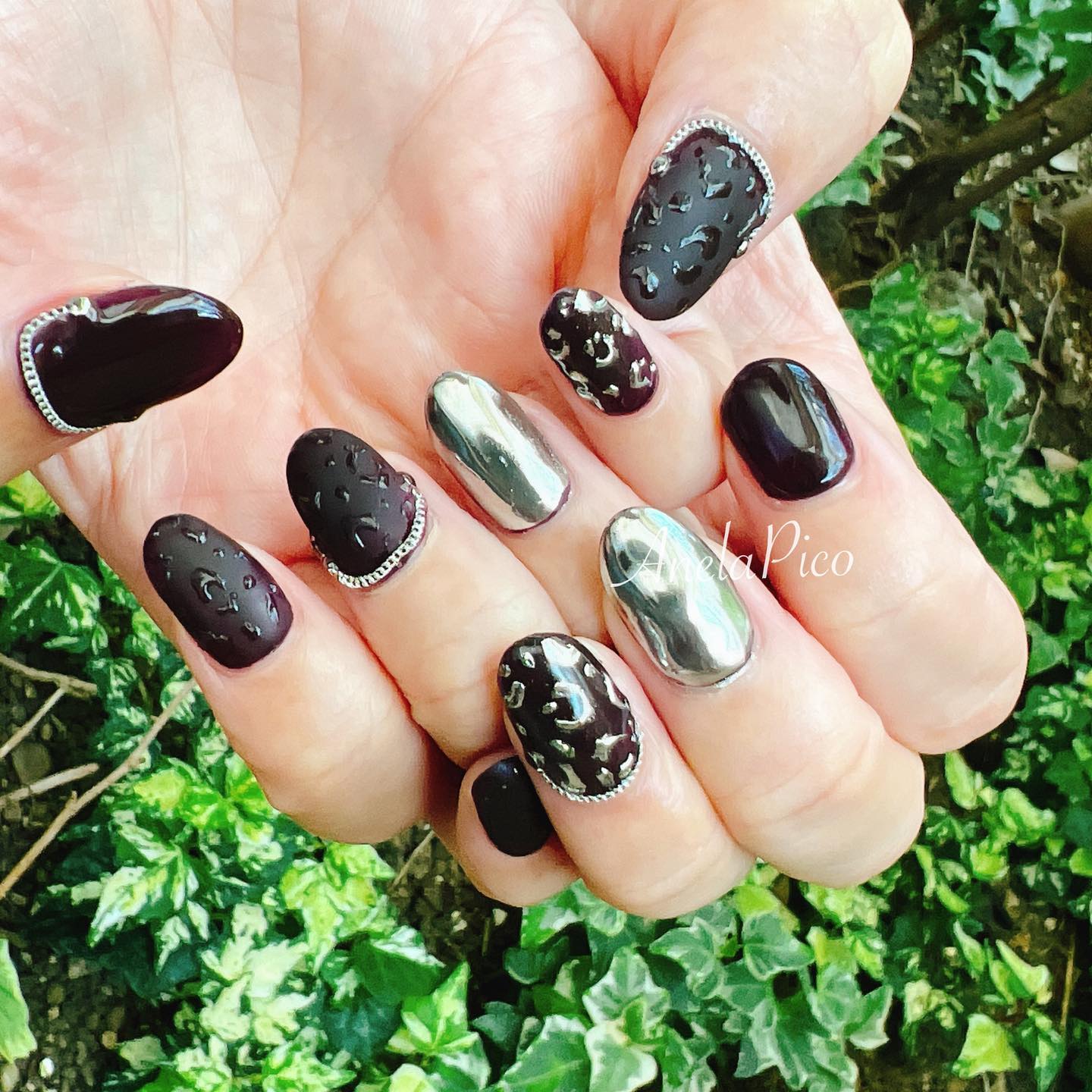 #ネイル,#純国産ジェルネイル,#ジェルネイル,#ミラーネイル,#レオパードネイルのネイルデザイン