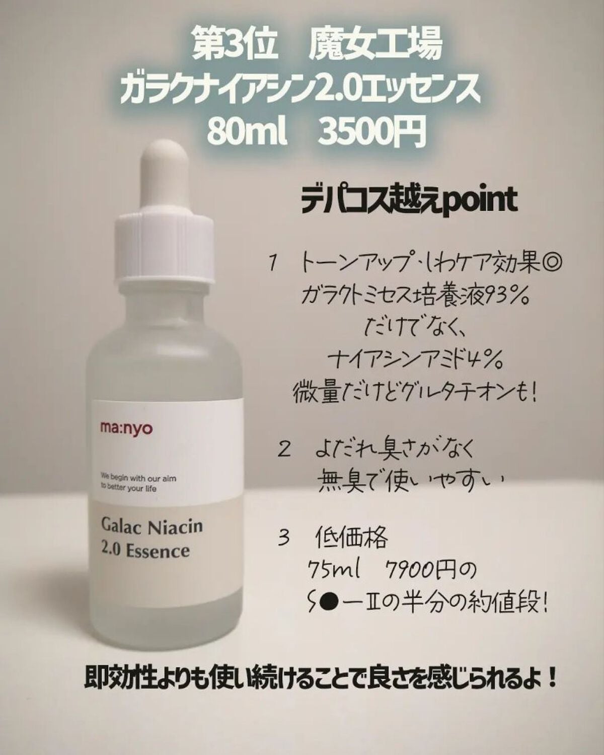 ガラクナイアシン2.0エッセンス/manyo/美容液を使ったクチコミ(1枚目)