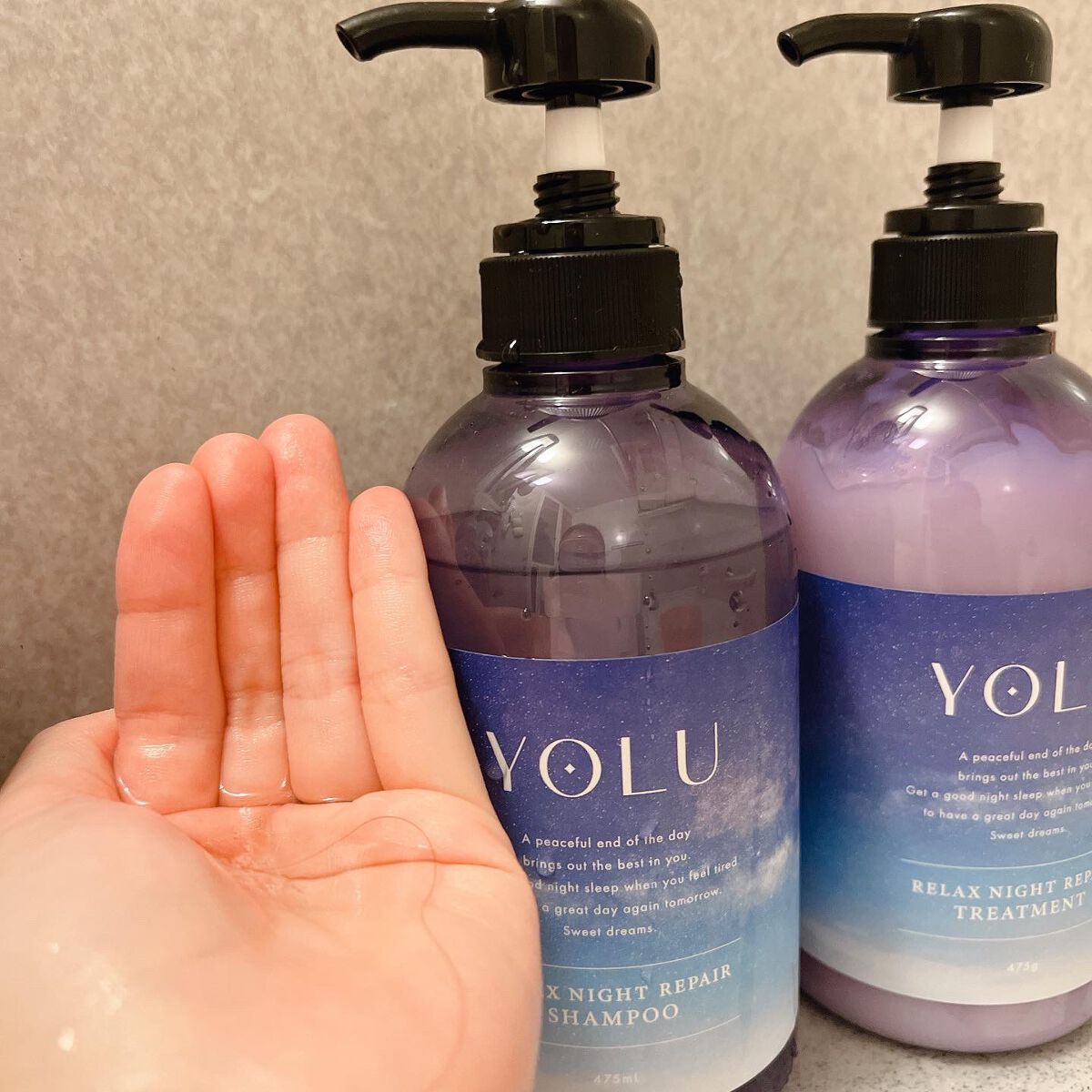 カームナイトリペアシャンプー／トリートメント/YOLU/市販シャンプーを使ったクチコミ（2枚目）