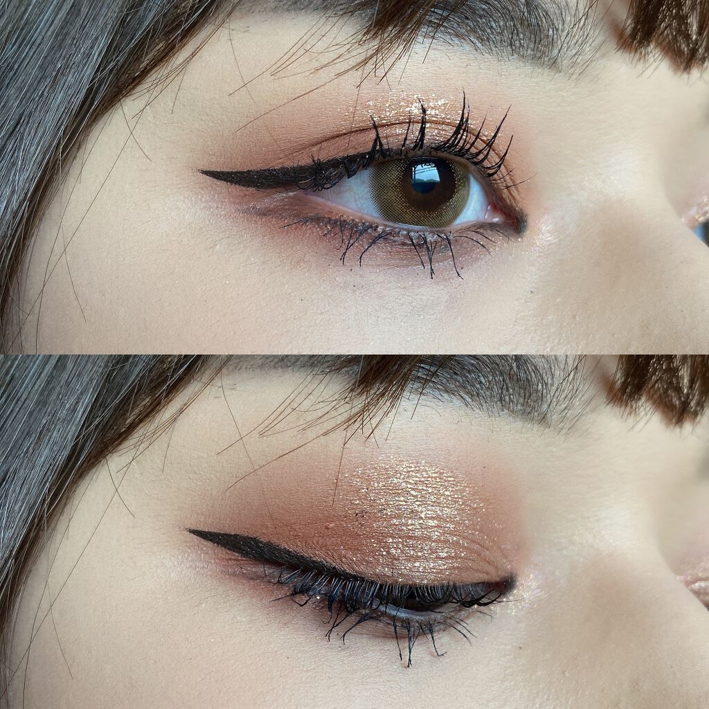 Huda Beauty LEGIT LASHES Double-Ended Volumizing and Lengthening Mascaraのクチコミ「Huda BeautyのNAUGHTY NUDEで強めメイク。オレンジとツヤツヤゴールド使って.....」（2枚目）