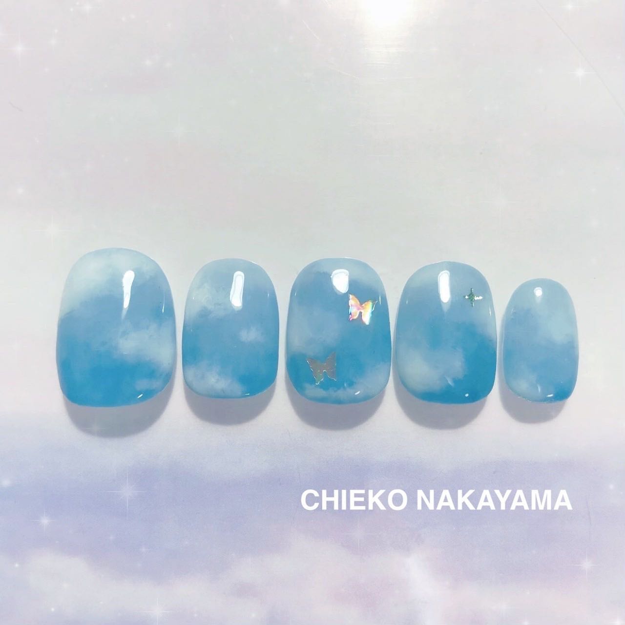 #ネイル,#もくもくネイル,#雲ネイル,#クラウドネイルのネイルデザイン